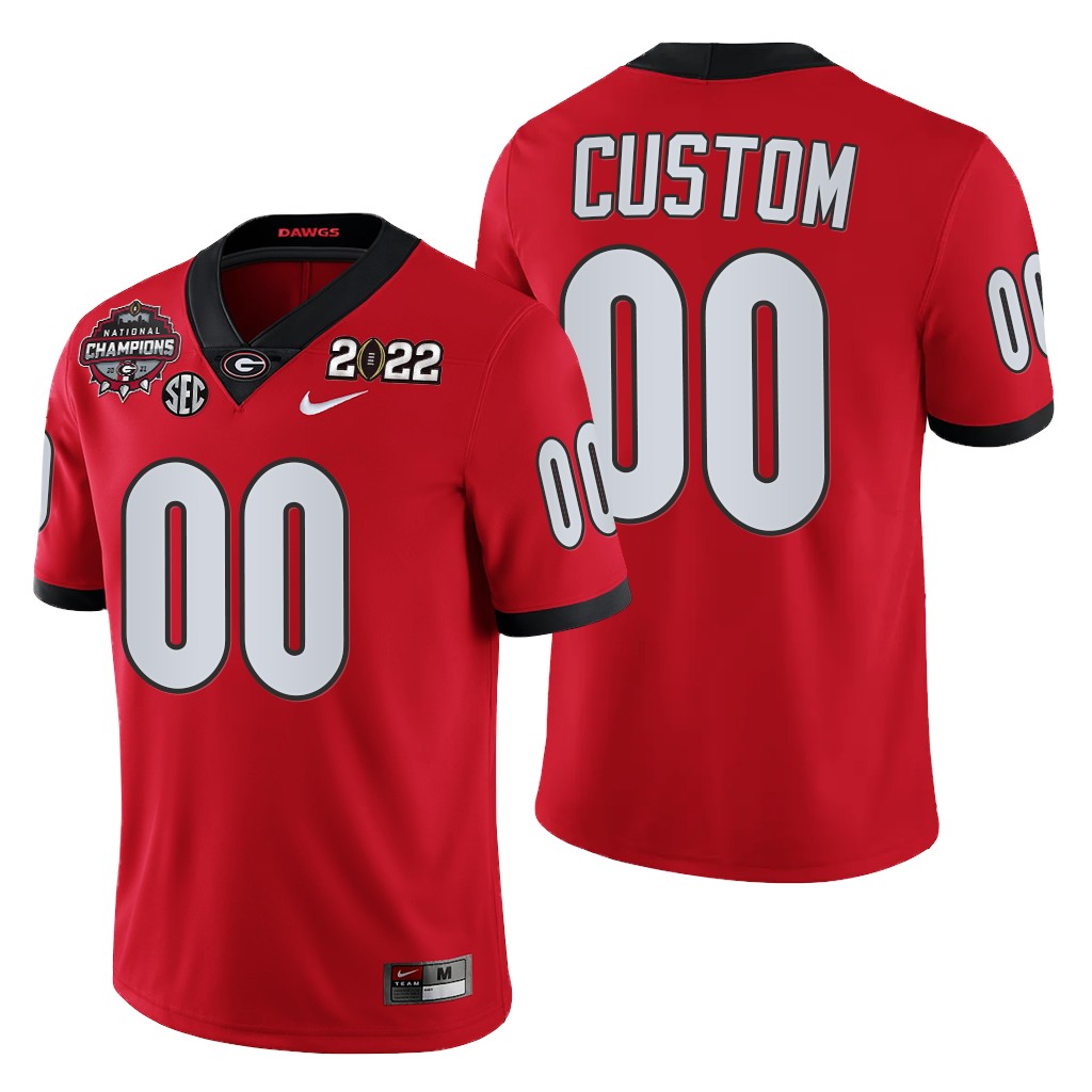 Georgia Bulldogs Custom 2021-22 CFP National Champions Jersey #00 Red Uniform