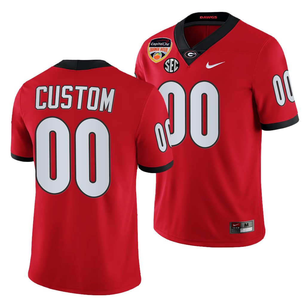 Georgia Bulldogs Custom 2021 Orange Bowl Jersey #00 Red College Playoff Uniform