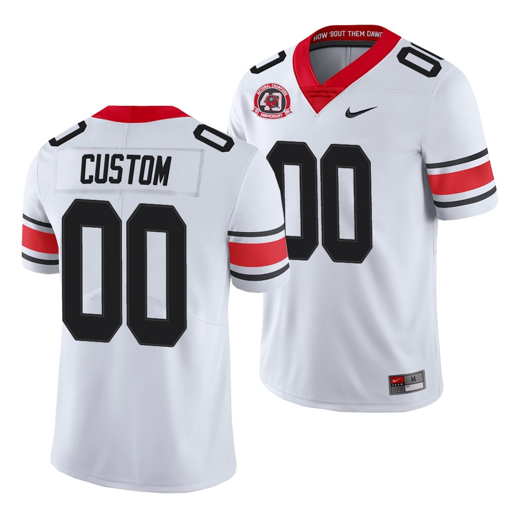 Georgia Bulldogs Custom White College Men's 40th Anniversary Alternate Jersey