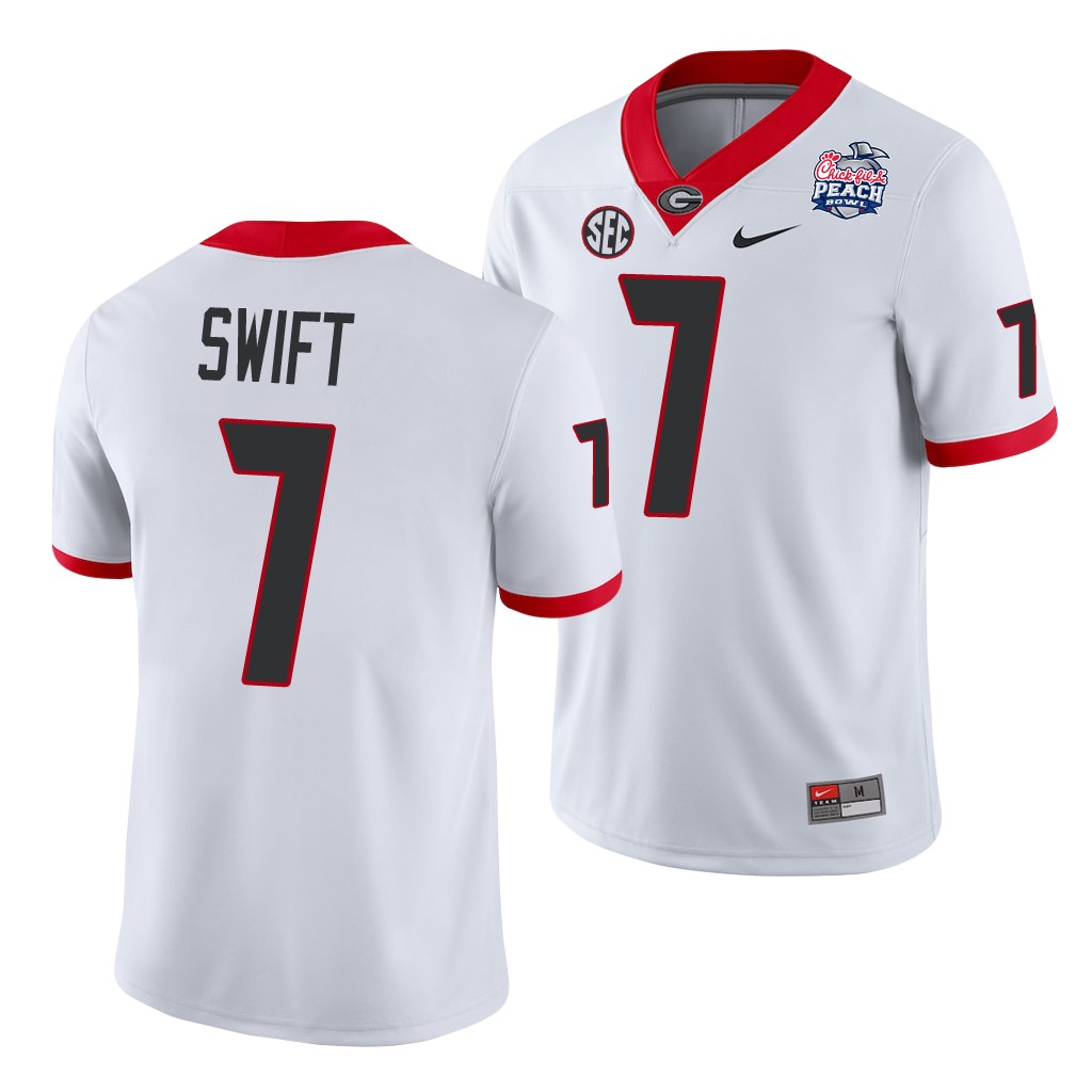 Georgia Bulldogs D'Andre Swift 2021 Peach Bowl White College Jersey