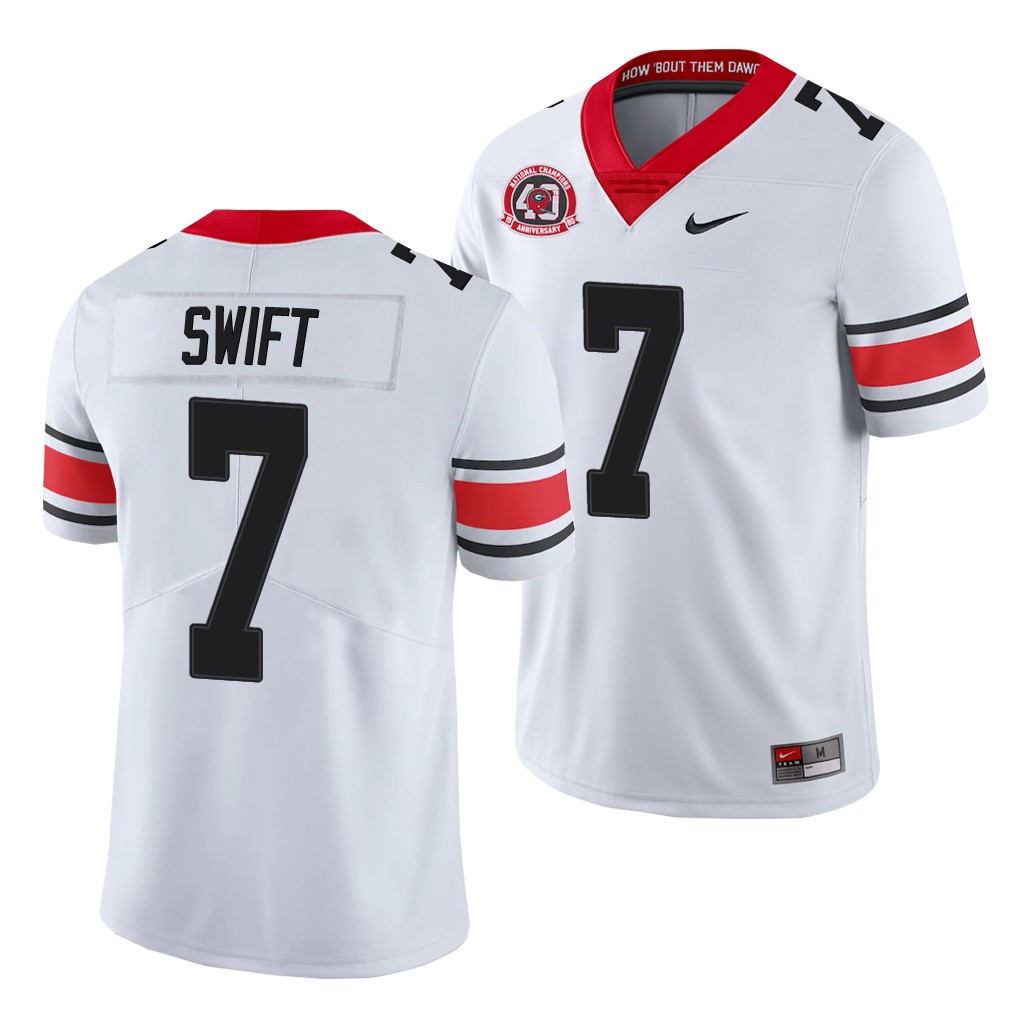 Georgia Bulldogs D'Andre Swift White College Men's 40th Anniversary Alternate Jersey