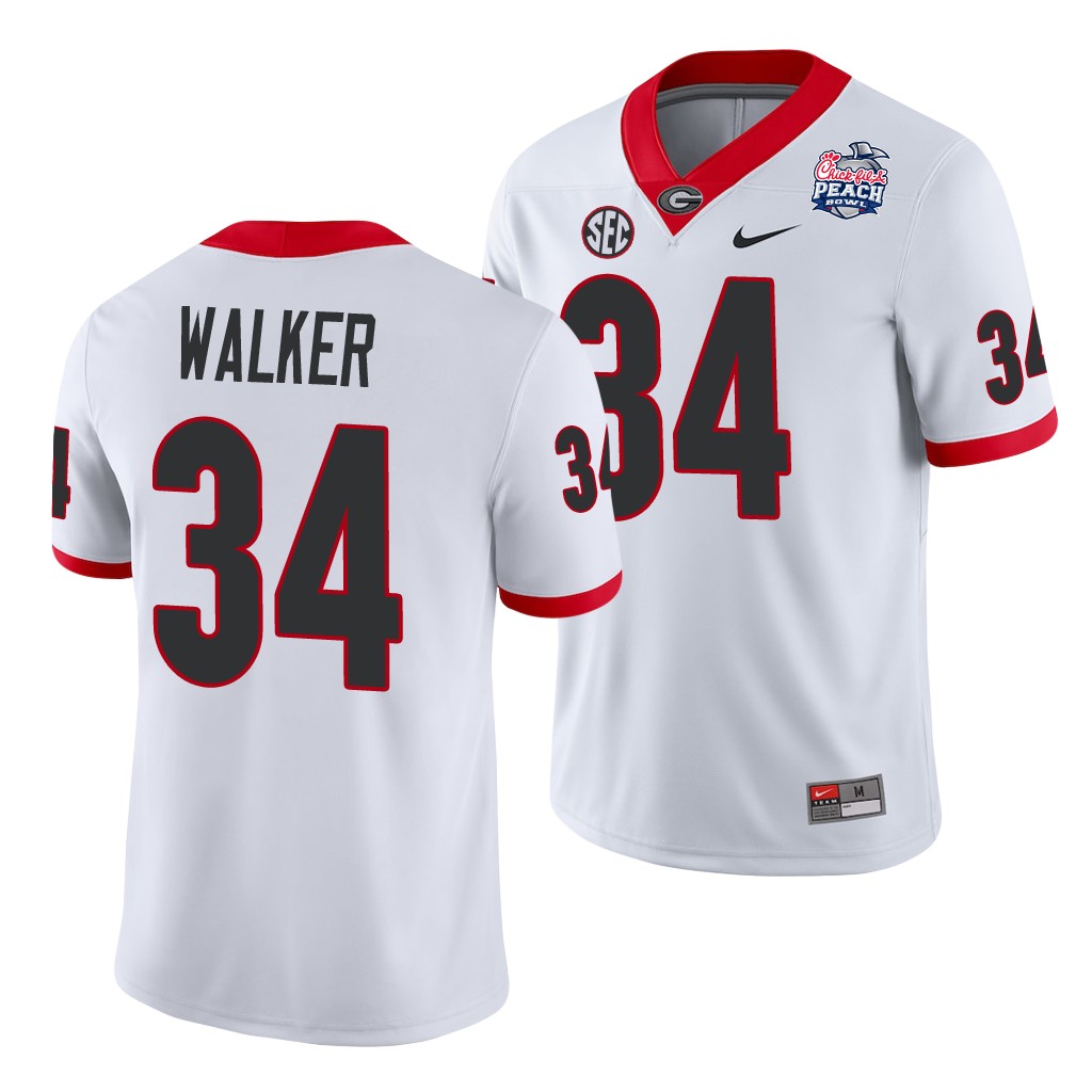 Georgia Bulldogs Herchel Walker 2021 Peach Bowl White College Jersey