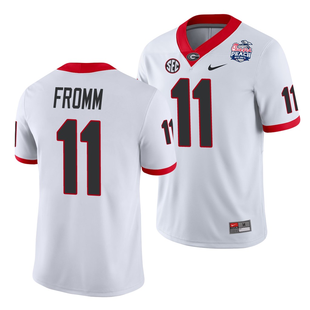 Georgia Bulldogs Jake Fromm 2021 Peach Bowl White College Jersey