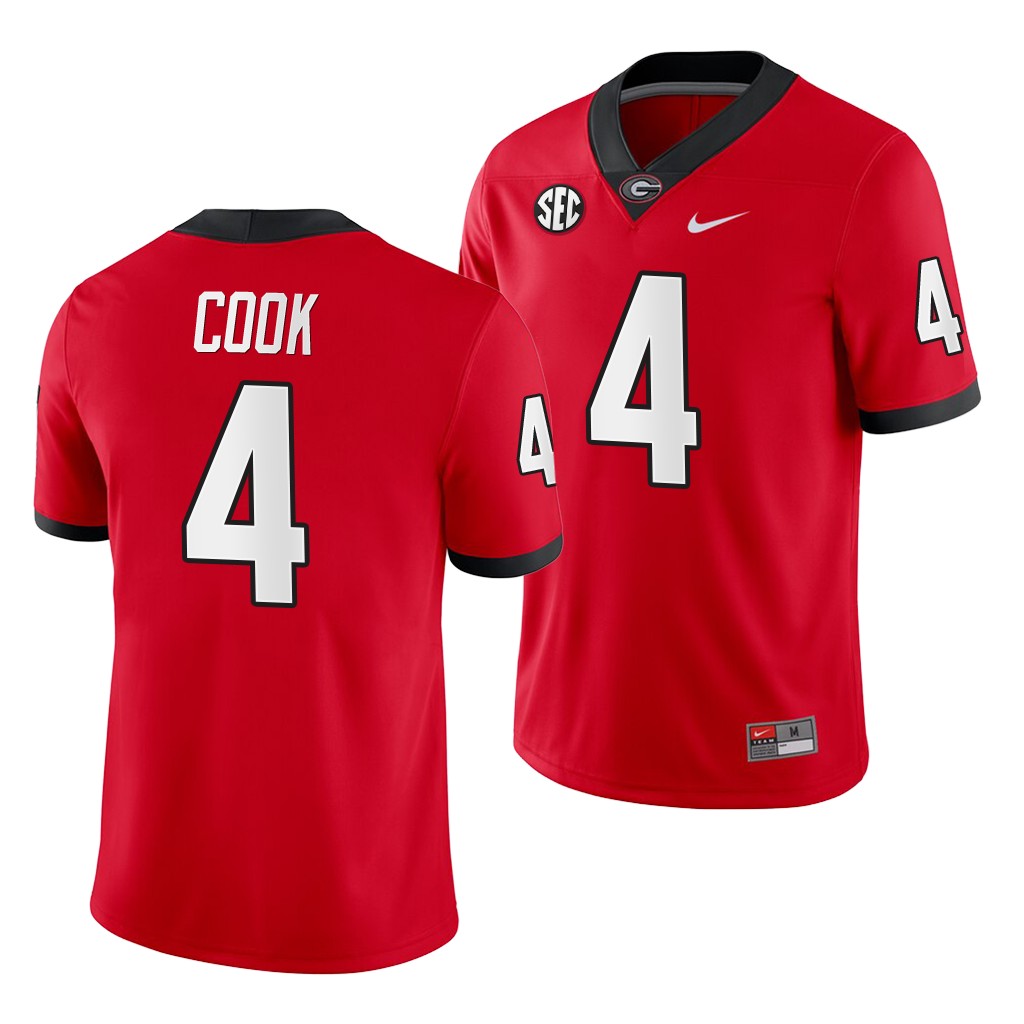 Georgia Bulldogs James Cook Red Home Game Jersey NCAA