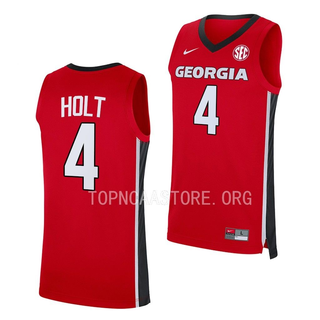 Georgia Bulldogs Jusaun Holt Red #4 Jersey 2022-23 Away