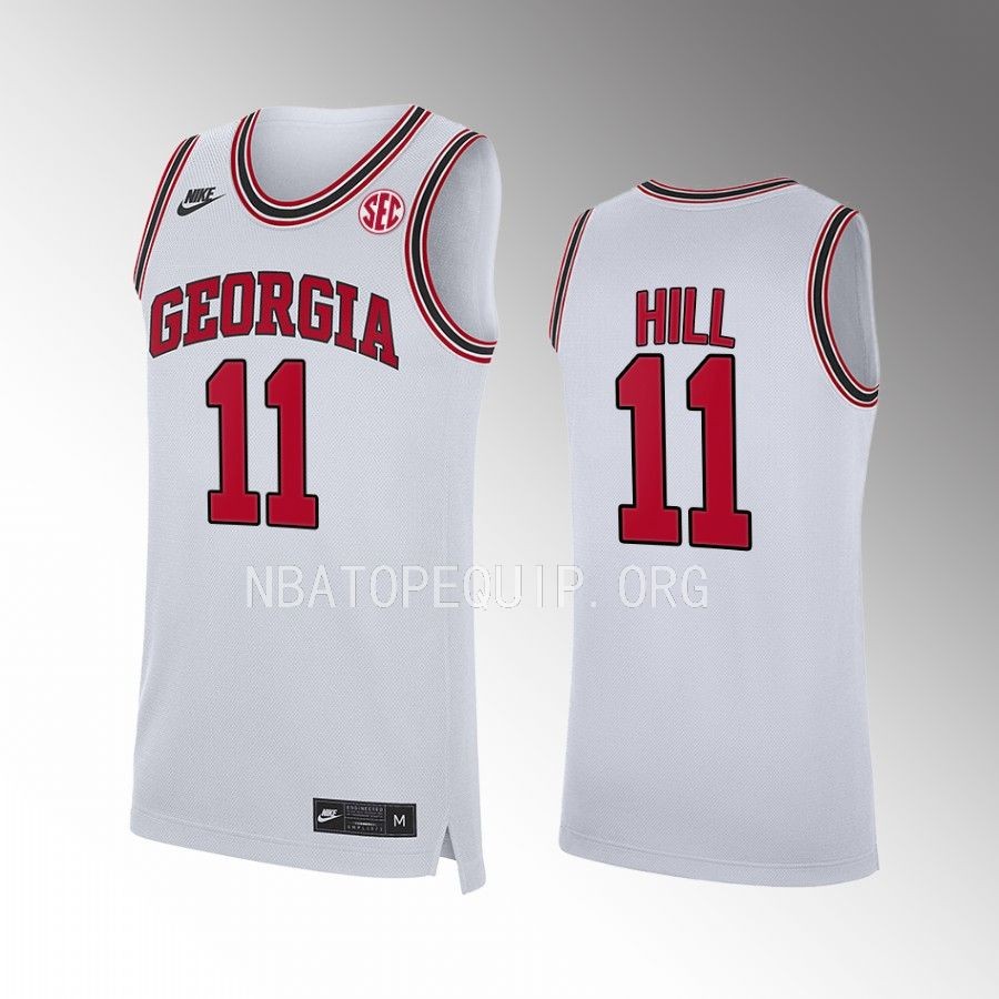 Georgia Bulldogs Justin Hill Jersey 2022-23 Home White Uniform