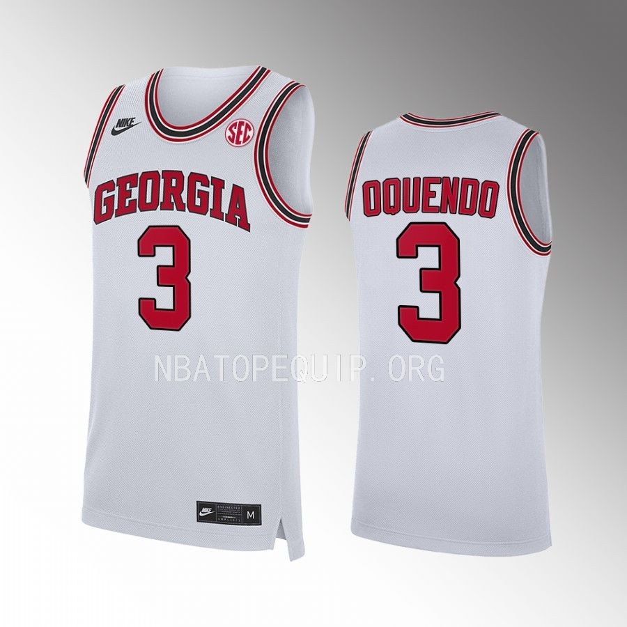 Georgia Bulldogs Kario Oquendo Jersey 2022-23 Home White Uniform