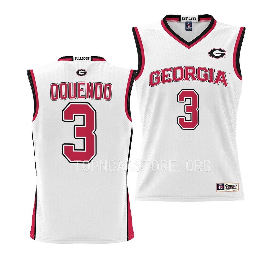 Georgia Bulldogs Kario Oquendo Pick-A-Player College Jersey Youth White