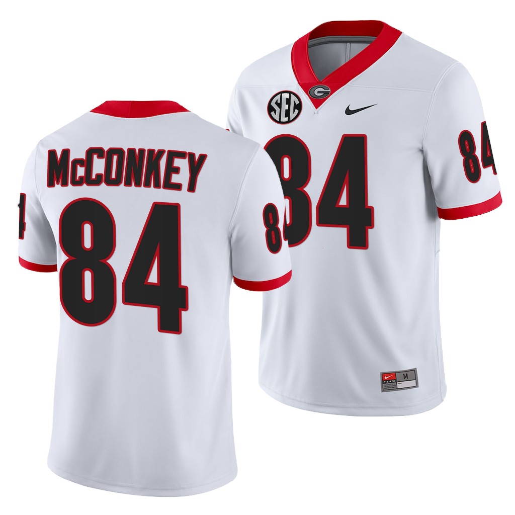 Georgia Bulldogs Ladd McConkey 84 White Jersey Men 2021-22 College Game Uniform