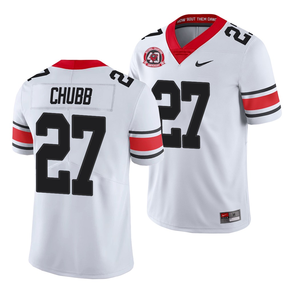 Georgia Bulldogs Nick Chubb White College Men's 40th Anniversary Alternate Jersey
