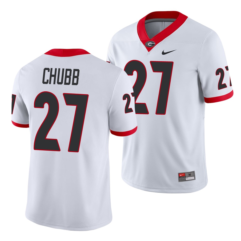 Georgia Bulldogs Nick Chubb White Game Men's College Jersey