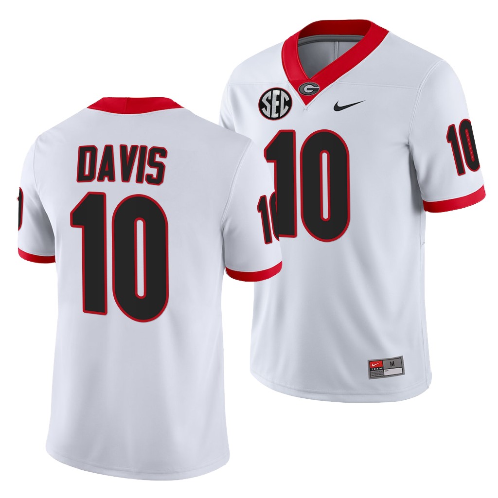Georgia Bulldogs Thomas Davis 10 White Jersey Men College NFL Alumni Uniform