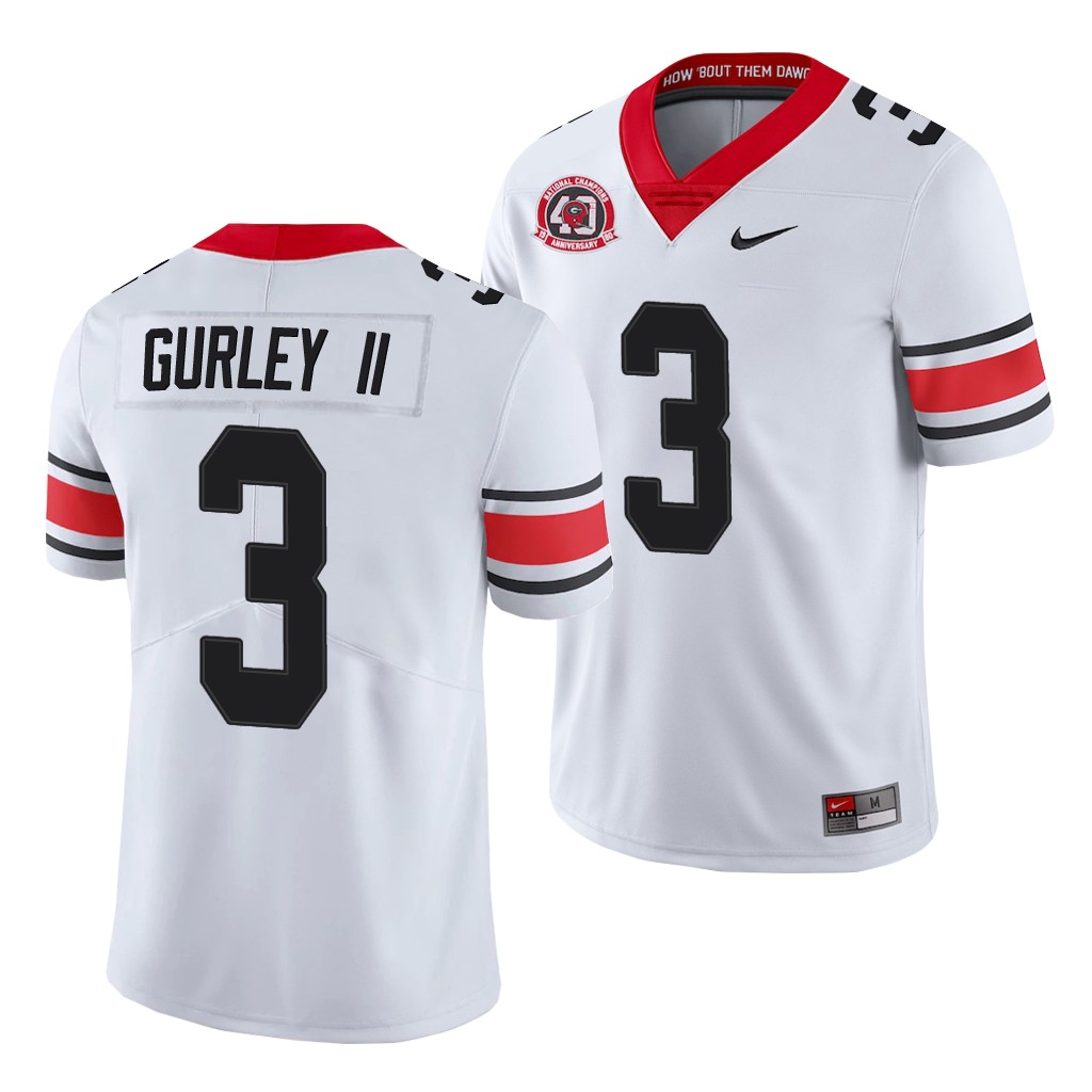 Georgia Bulldogs Todd Gurley II White College Men's 40th Anniversary Alternate Jersey