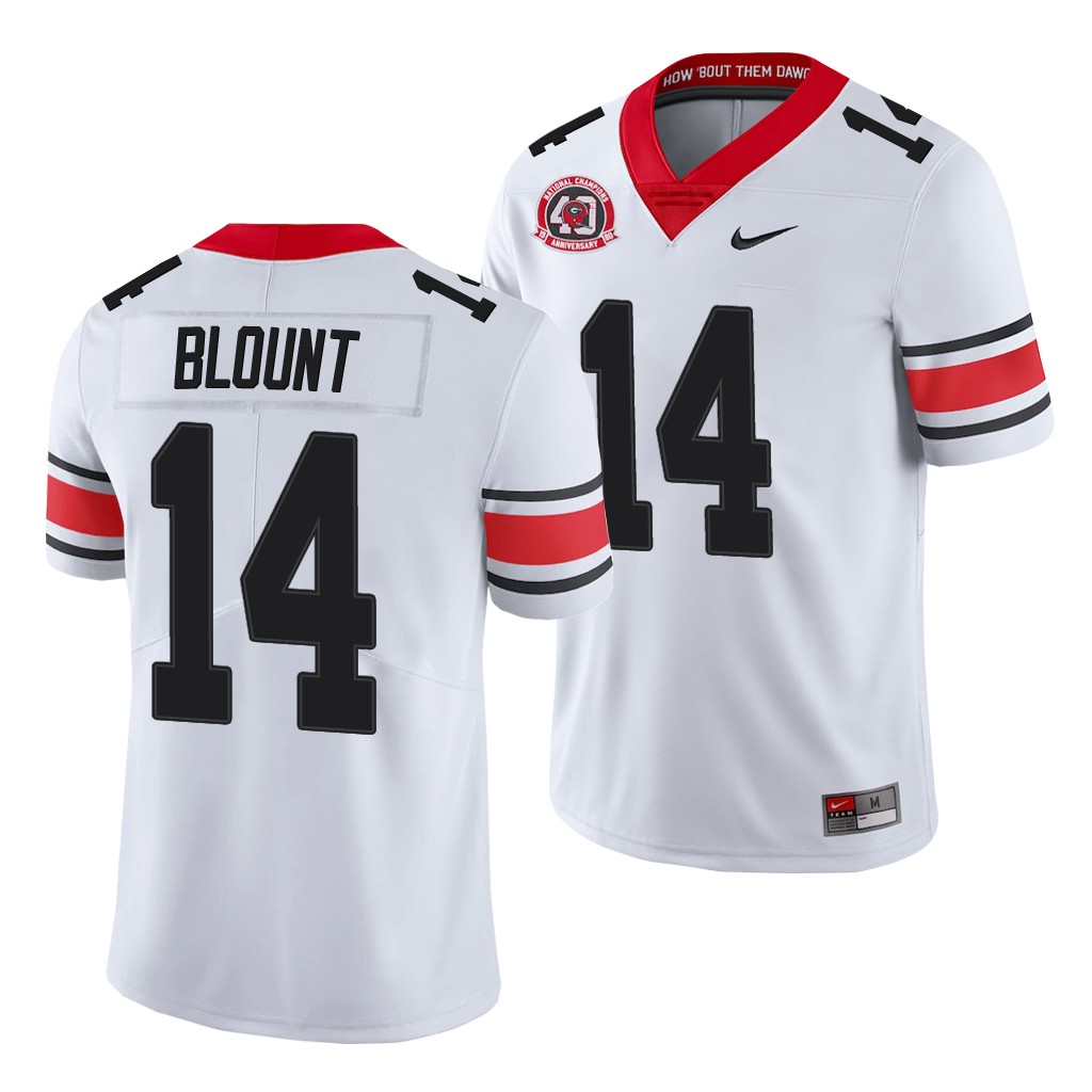 Georgia Bulldogs Trey Blount White College Men's 40th Anniversary Alternate Jersey