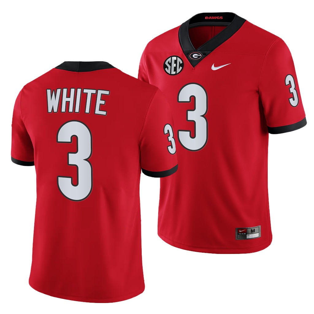 Georgia Bulldogs Zamir White 3 Red Jersey Men 2021-22 College Game Uniform