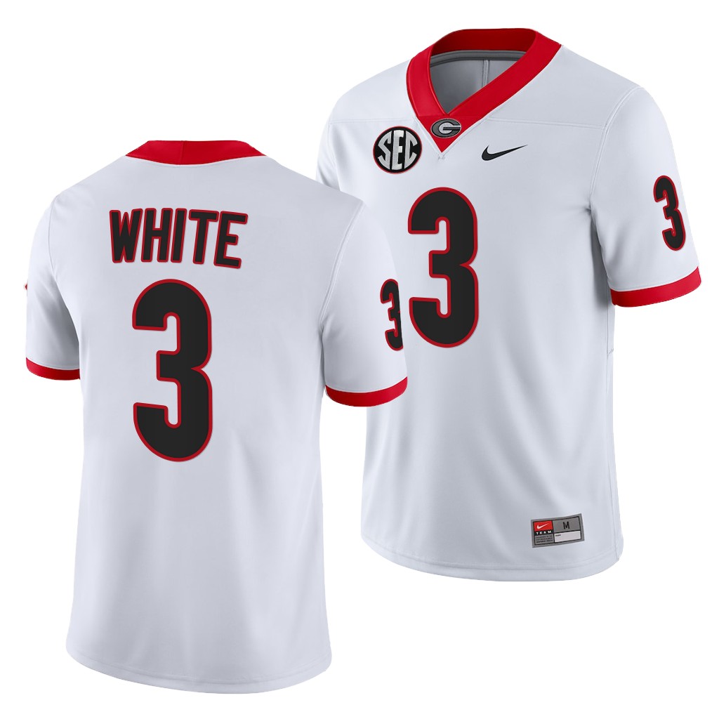 Georgia Bulldogs Zamir White 3 White Jersey Men 2021-22 College Game Uniform