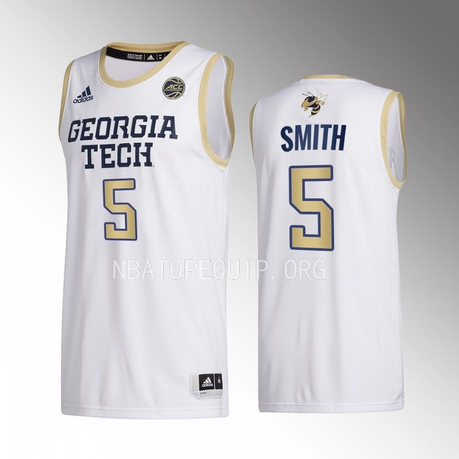 Georgia Tech Yellow Jackets Deivon Smith Jersey 2022-23 Home White Swingman Uniform