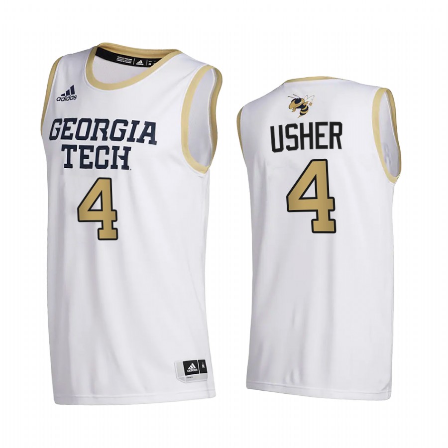 Georgia Tech Yellow Jackets Jordan Usher White College 2020-21 Jersey
