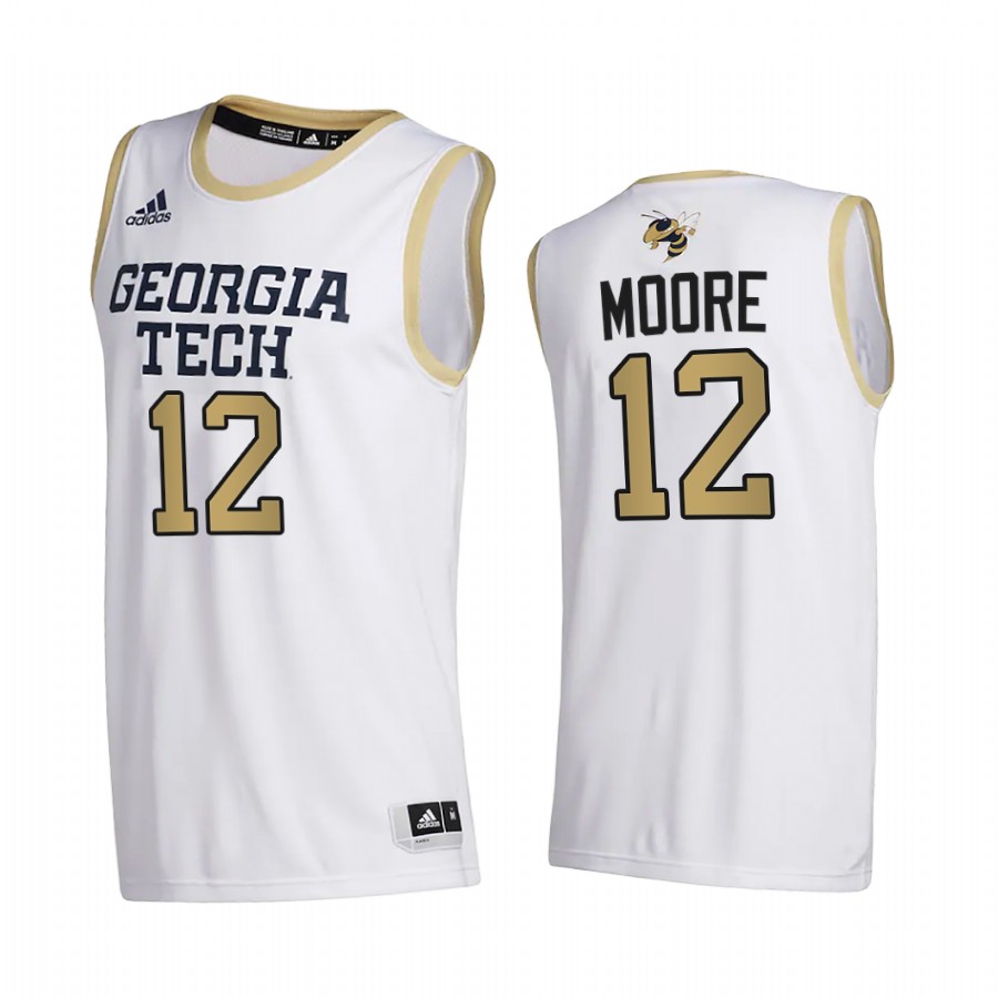 Georgia Tech Yellow Jackets Khalid Moore White College 2020-21 Jersey