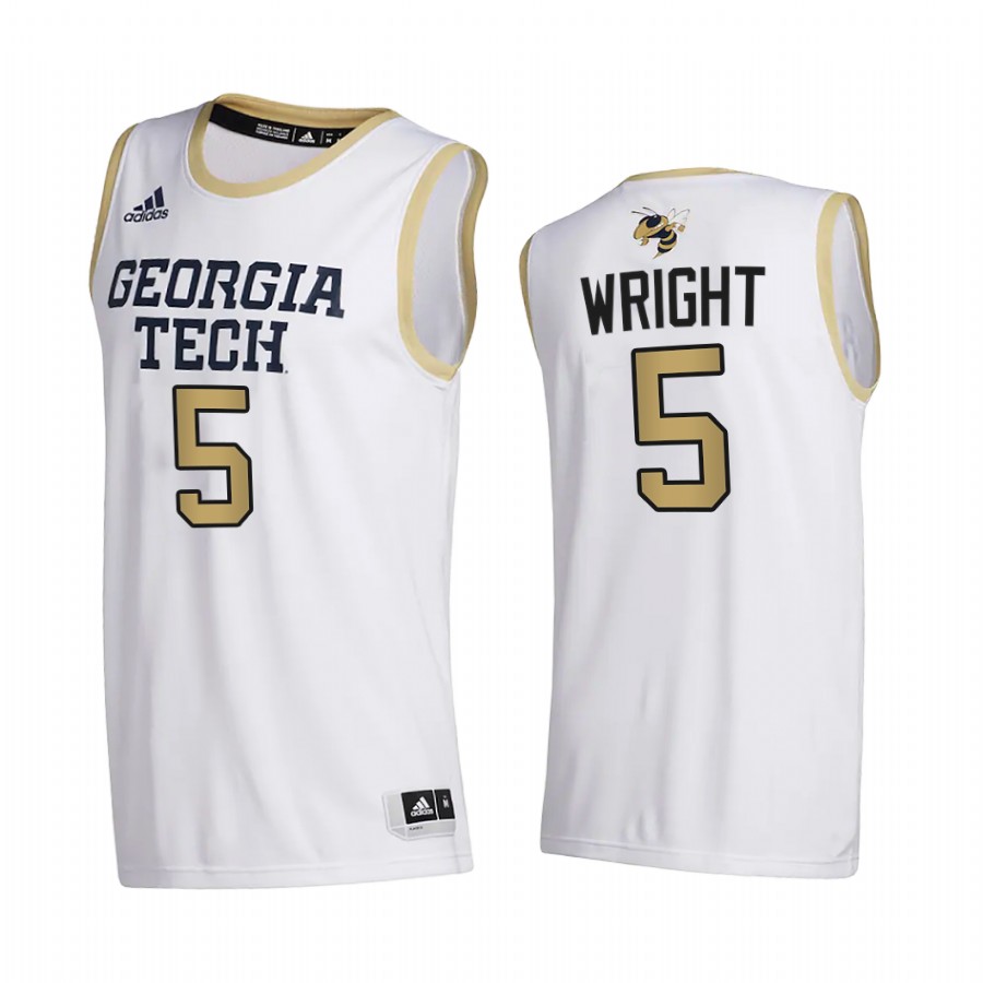 Georgia Tech Yellow Jackets Moses Wright White College 2020-21 Jersey