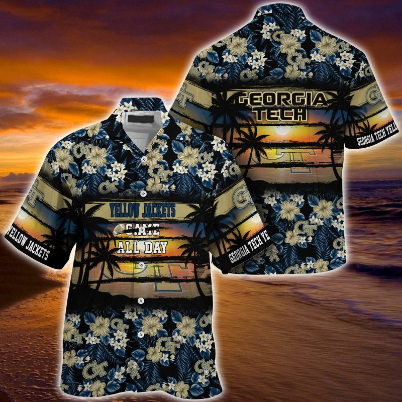 Georgia Tech Yellow Jackets NCAA Summer – Hawaii Shirt For This Season – Gift For Sport Lovers Floral Pattern