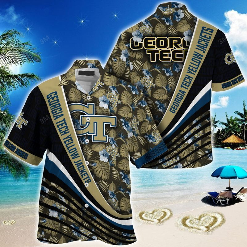 Georgia Tech Yellow Jackets NCAA Summer – Hawaii Shirt For This Season – Gift For Sport Lovers With Tropical Flower Pattern