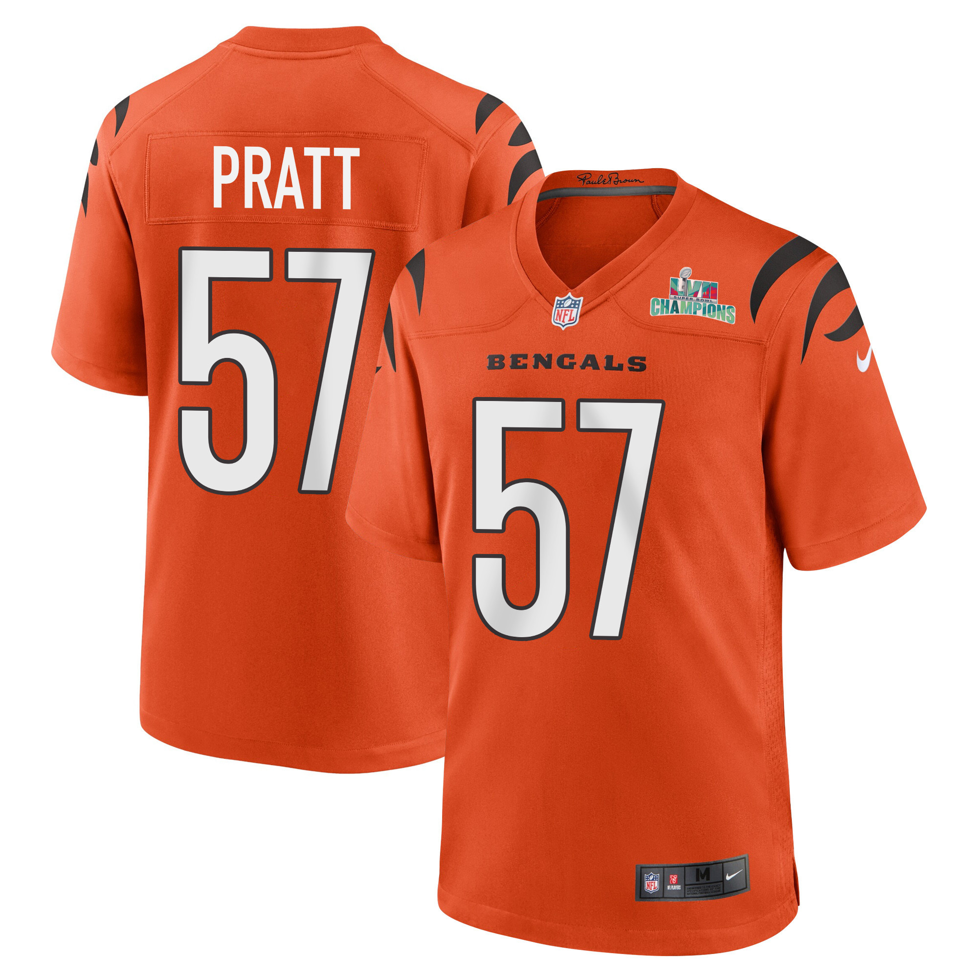 Germaine Pratt 57 Cincinnati Bengals Super Bowl LVII Champions Men Alternate Game Stitched Jersey – Orange