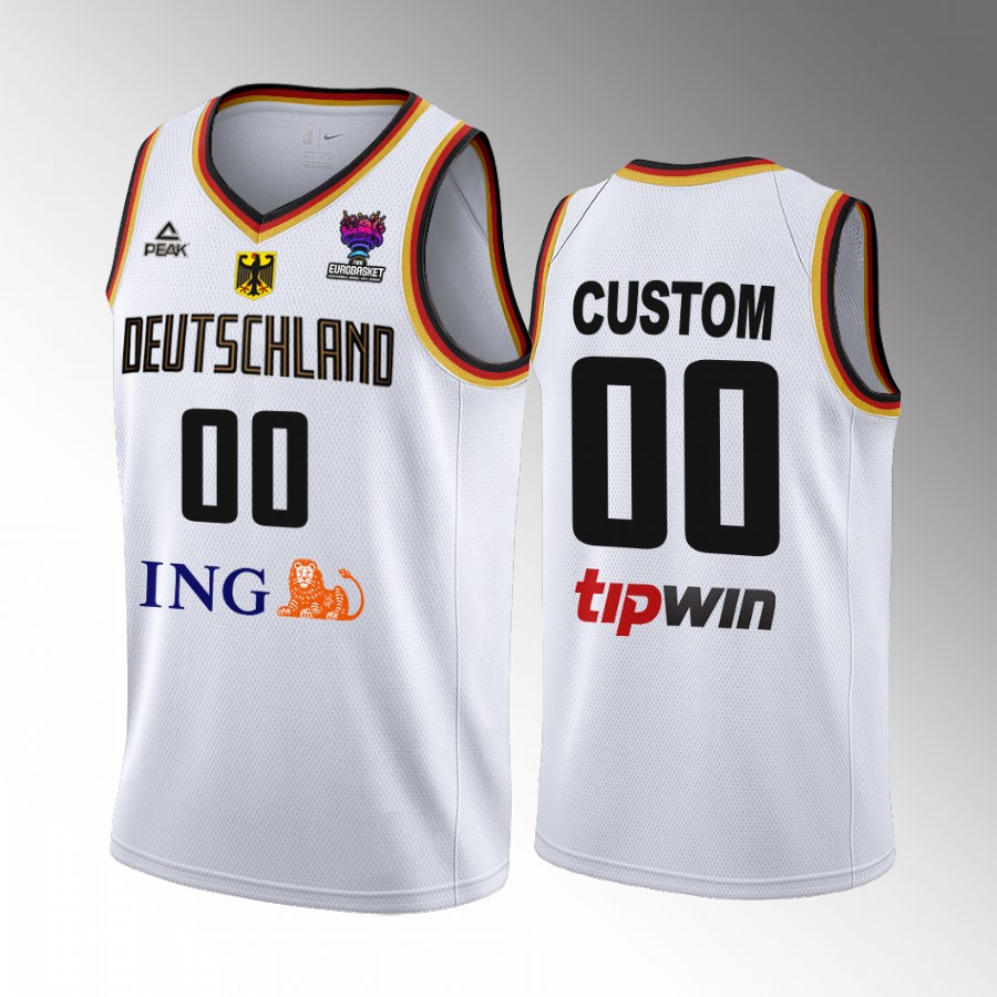 Germany #00 Custom FIBA EuroBasket 2022 Home Men Jersey White