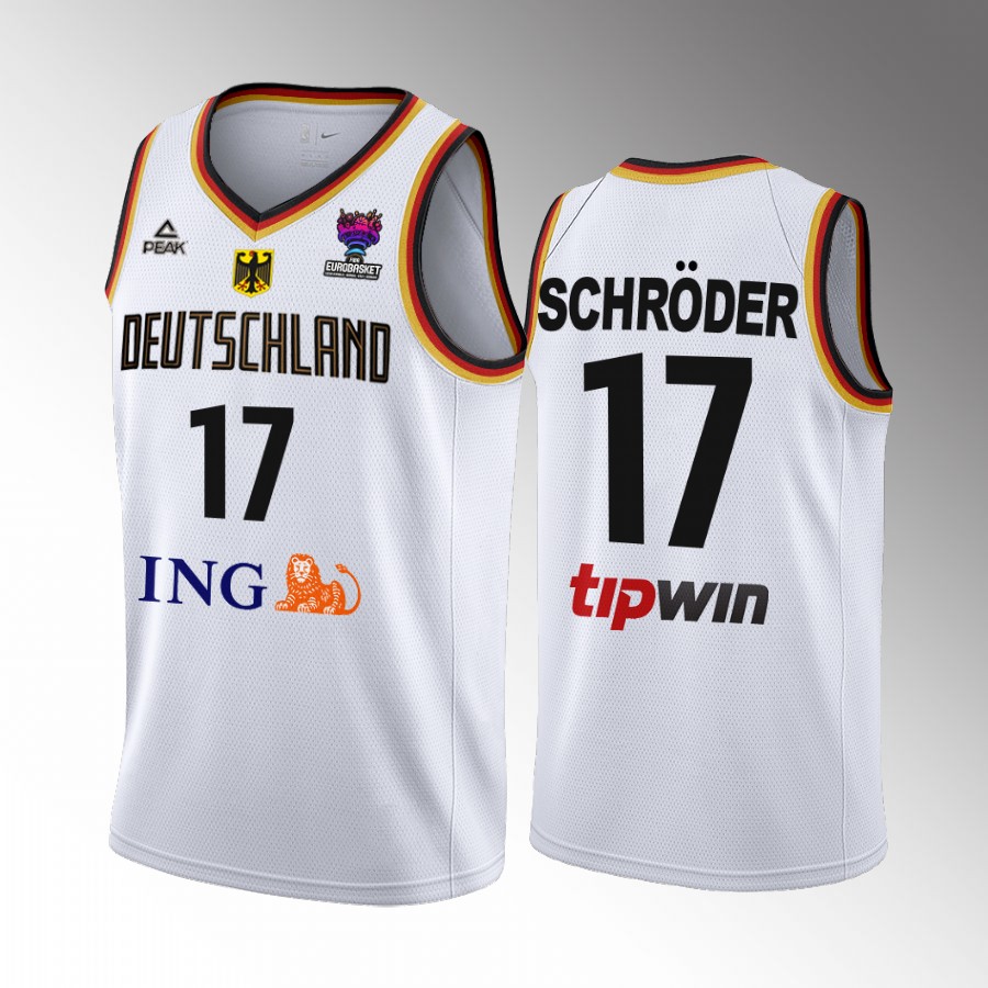 Germany #17 Dennis Schroder FIBA EuroBasket 2022 Home Men Jersey White