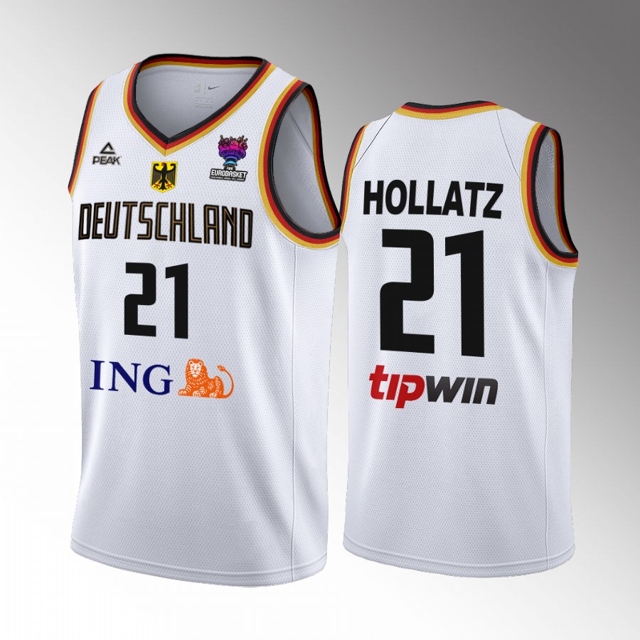 Germany #21 Justus Hollatz FIBA EuroBasket 2022 Home Men Jersey White