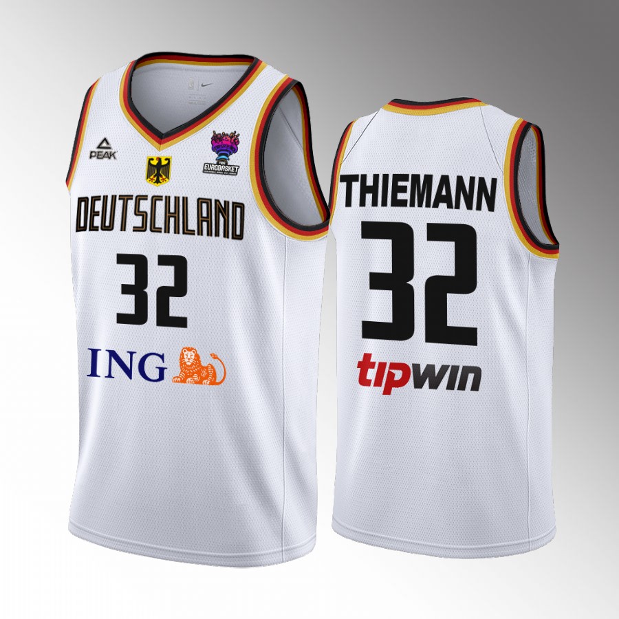 Germany #32 Johannes Thiemann FIBA EuroBasket 2022 Home Men Jersey White