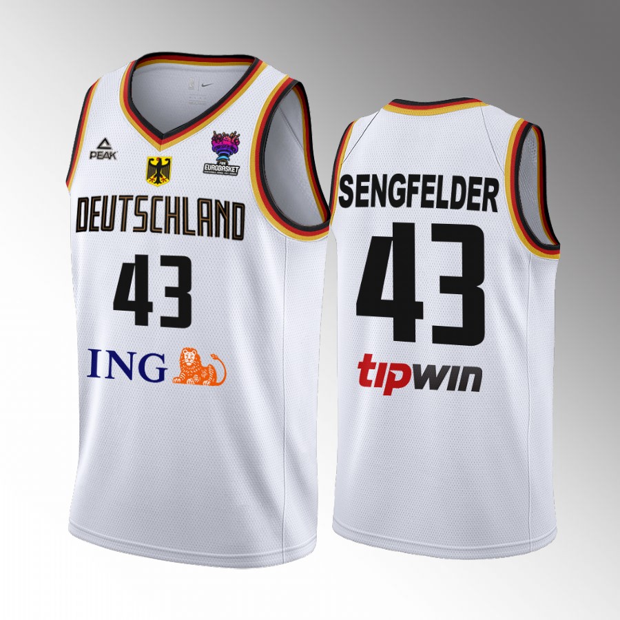 Germany #43 Christian Sengfelder FIBA EuroBasket 2022 Home Men Jersey White