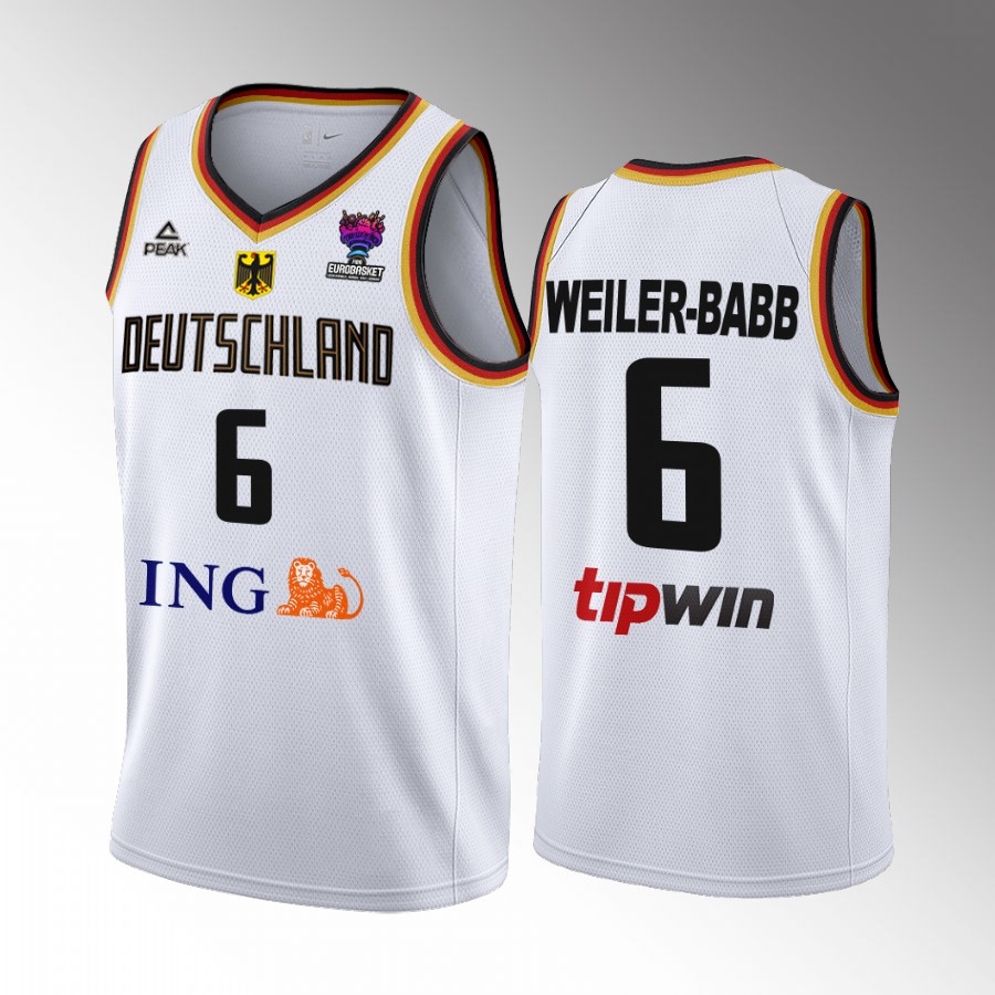 Germany #6 Nick Weiler-Babb FIBA EuroBasket 2022 Home Men Jersey White
