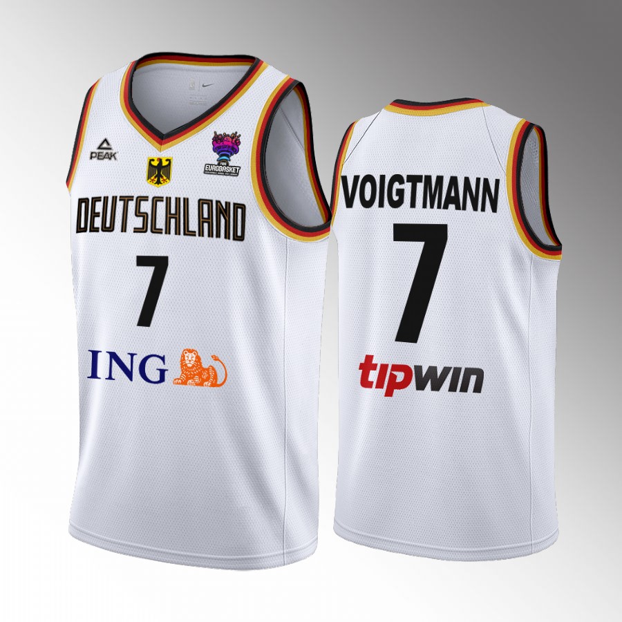 Germany #7 Johannes Voigtmann FIBA EuroBasket 2022 Home Men Jersey White