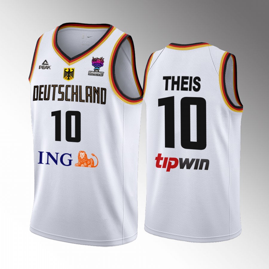 Germany #10 Daniel Theis FIBA EuroBasket 2022 Home Men Jersey White