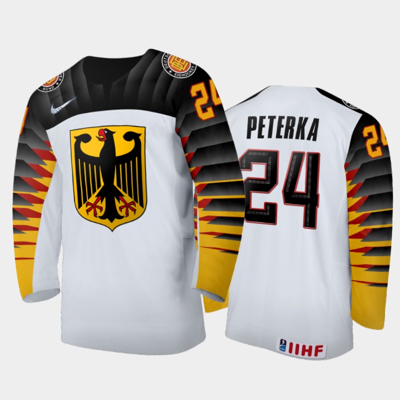 Germany John Peterka #24 2020 IIHF World Junior Ice White Home Jersey