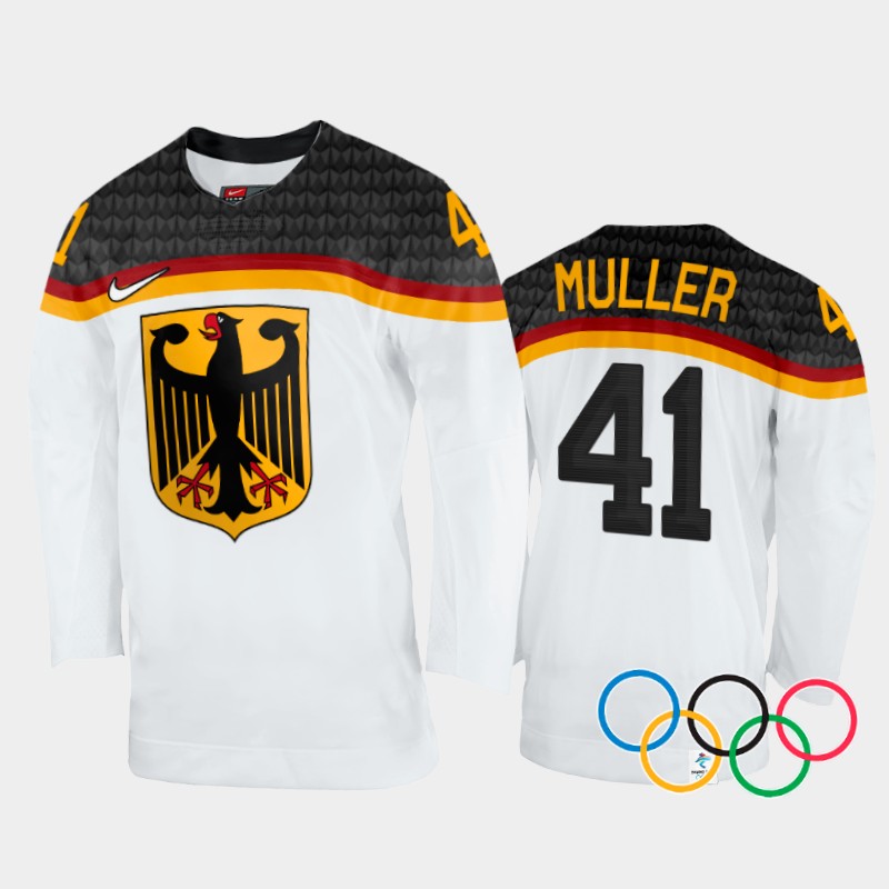 Germany Jonas Muller 2022 Winter Olympics White #41 Jersey Home