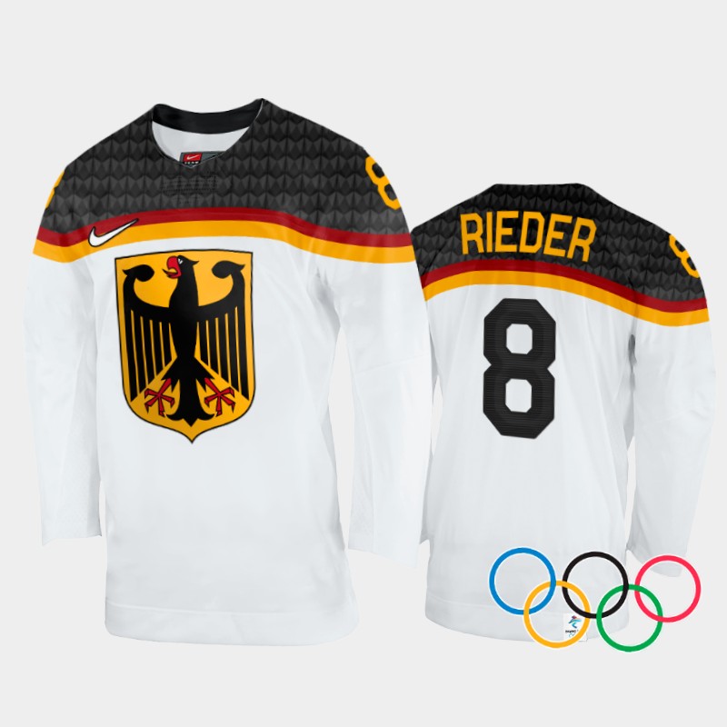 Germany Tobias Rieder 2022 Winter Olympics White #8 Jersey Home