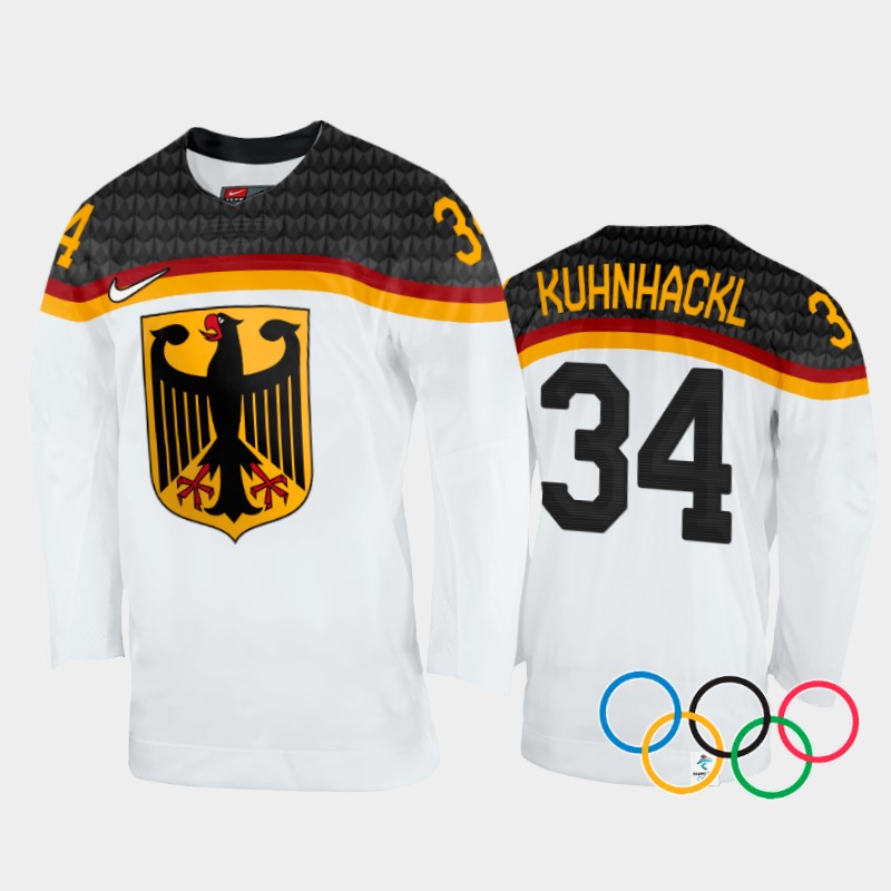 Germany Tom Kuhnhackl 2022 Winter Olympics White #34 Jersey Home