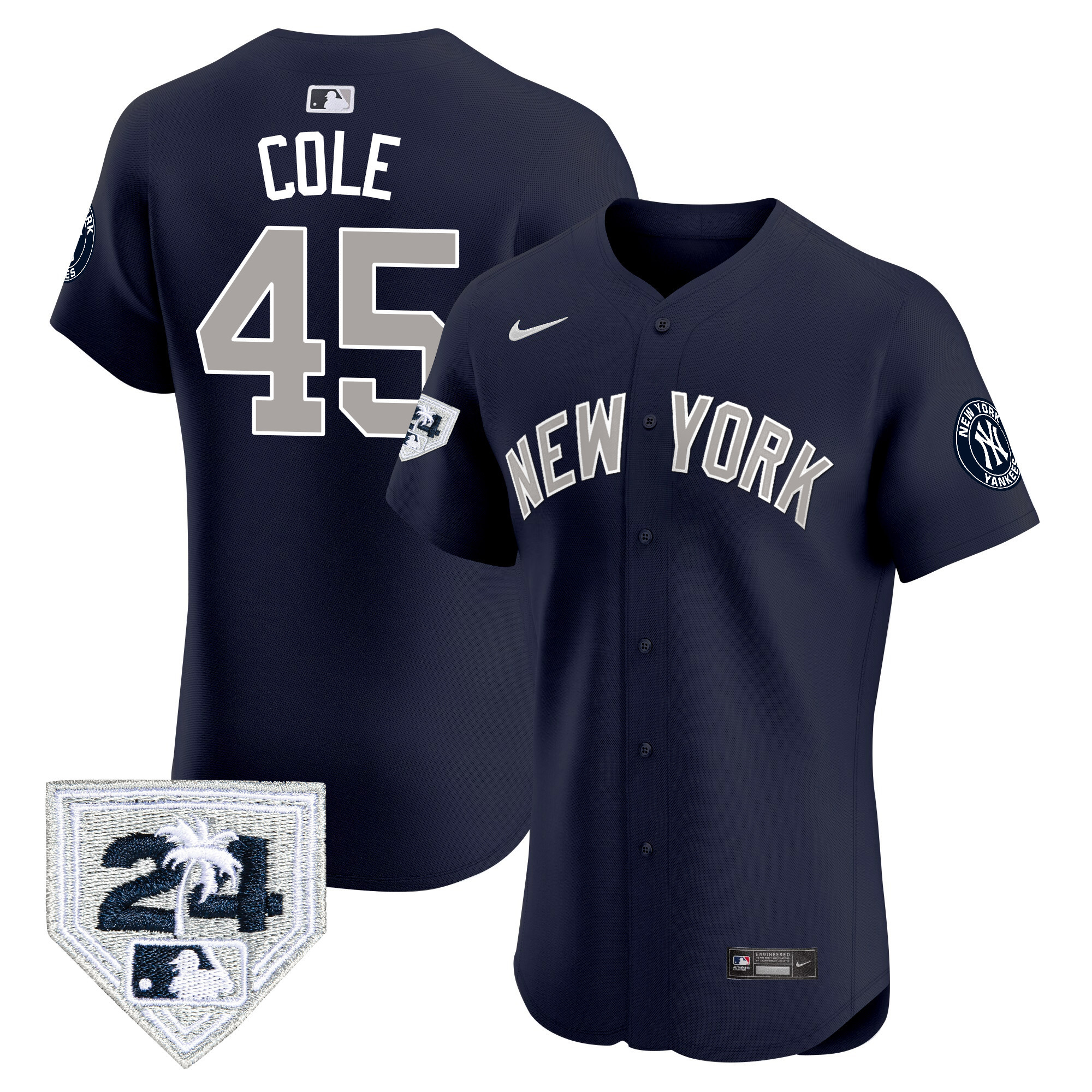 Gerrit Cole Men's New York Yankees 2024 Spring Training Patch Vapor Premier Elite V2 Alternate Jersey - All Stitched