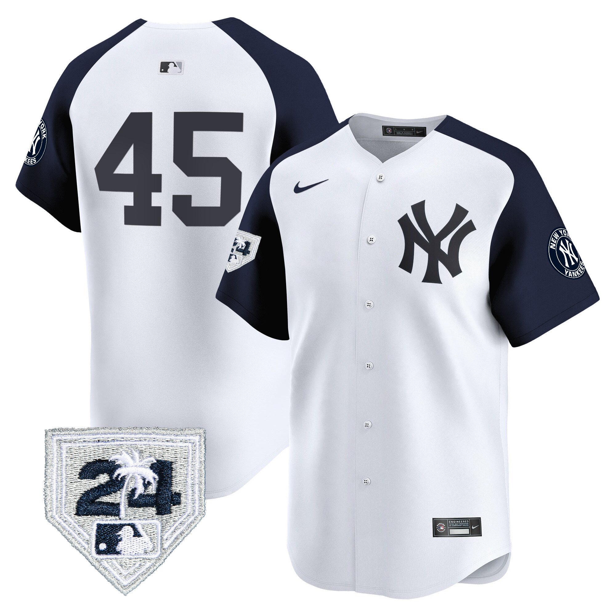 Gerrit Cole Men's New York Yankees 2024 Spring Training Patch Vapor Premier Limited V4 White Alternate Jersey - All Stitched