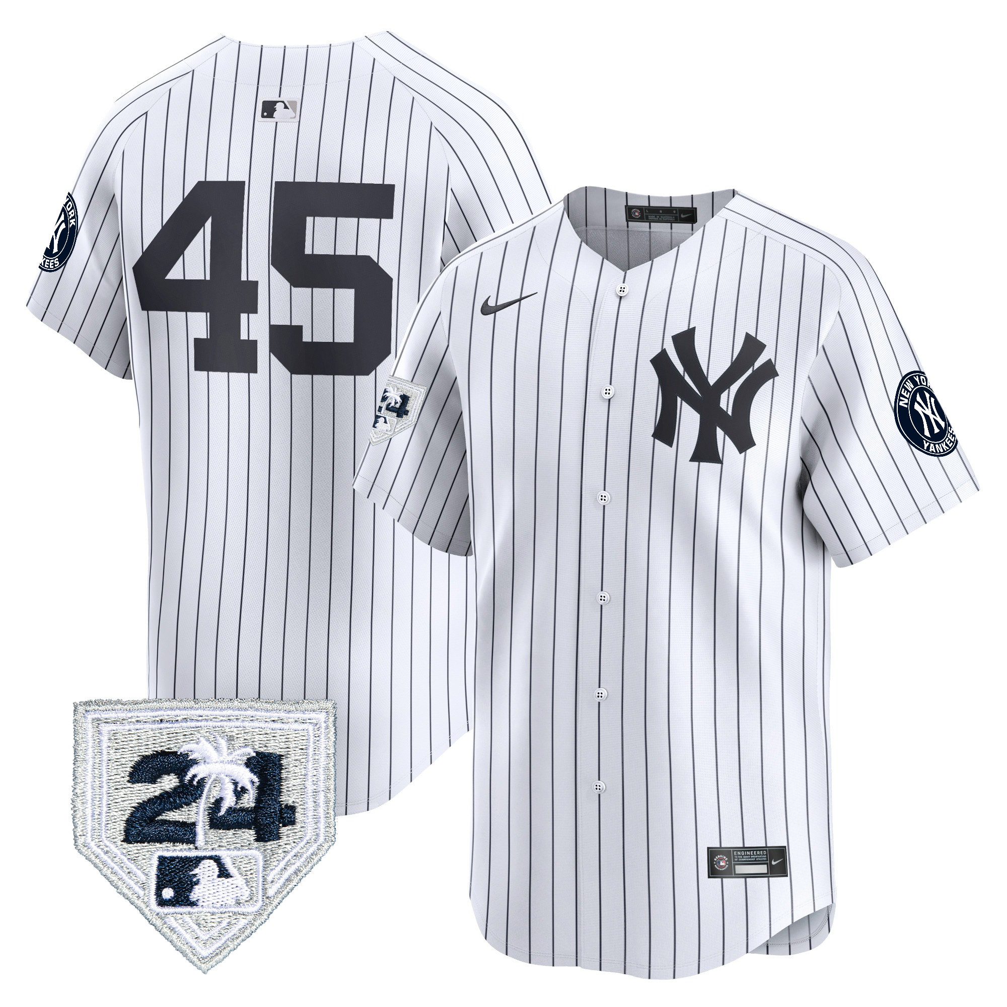 Gerrit Cole Men's New York Yankees 2024 Spring Training Patch Vapor Premier Limited V5 White Jersey - All Stitched