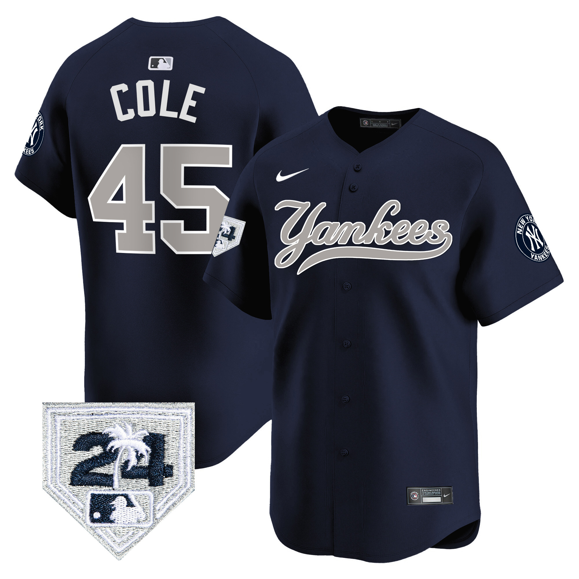 Gerrit Cole Men's New York Yankees 2024 Spring Training Patch Vapor Premier Limited V6 Alternate Jersey - All Stitched