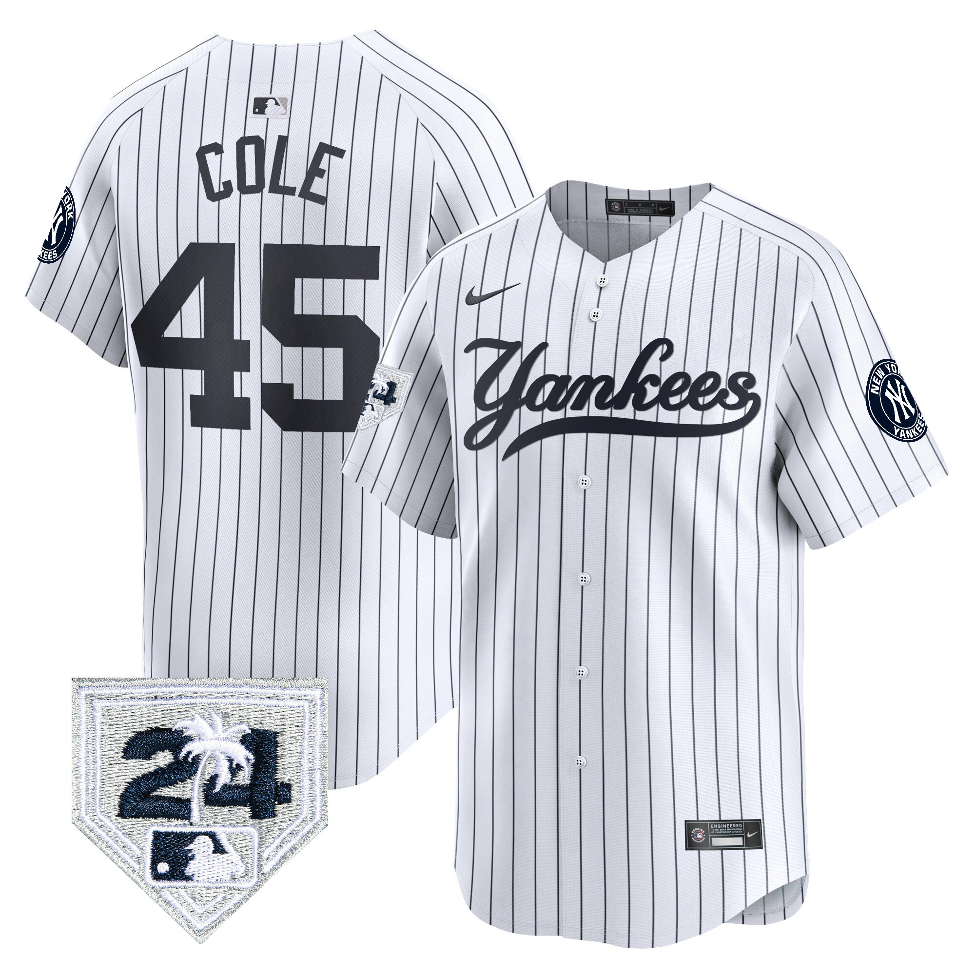 Gerrit Cole Men's New York Yankees 2024 Spring Training Patch Vapor Premier Limited V6 White Jersey - All Stitched