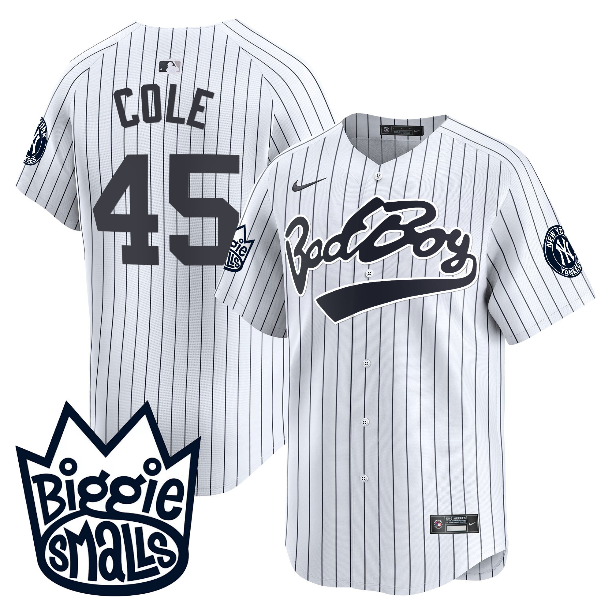 Gerrit Cole Men's New York Yankees Biggie Smalls Vapor Premier Limited White Jersey - All Stitched