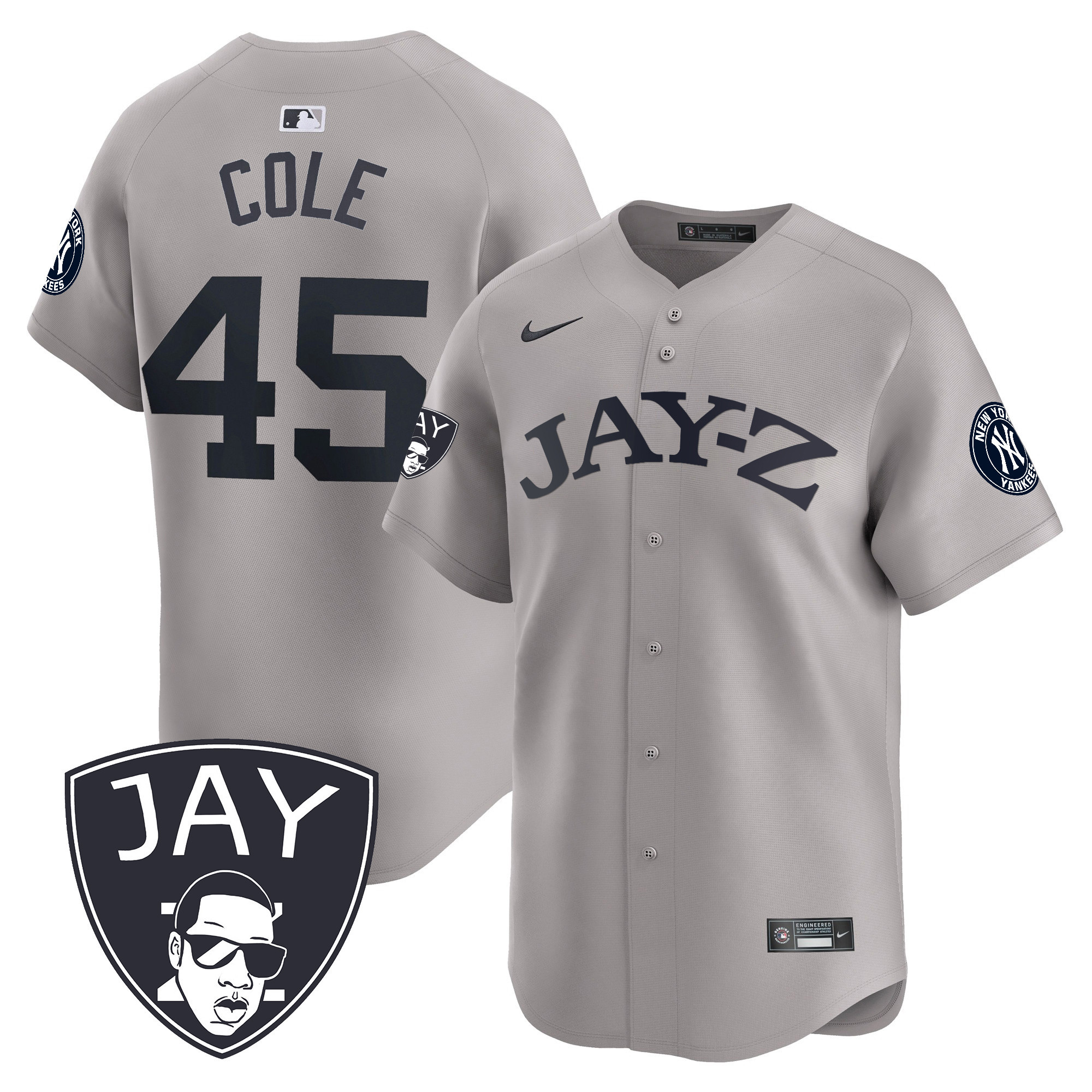 Gerrit Cole Men's New York Yankees Jay-Z Vapor Premier Limited Gray Jersey - All Stitched