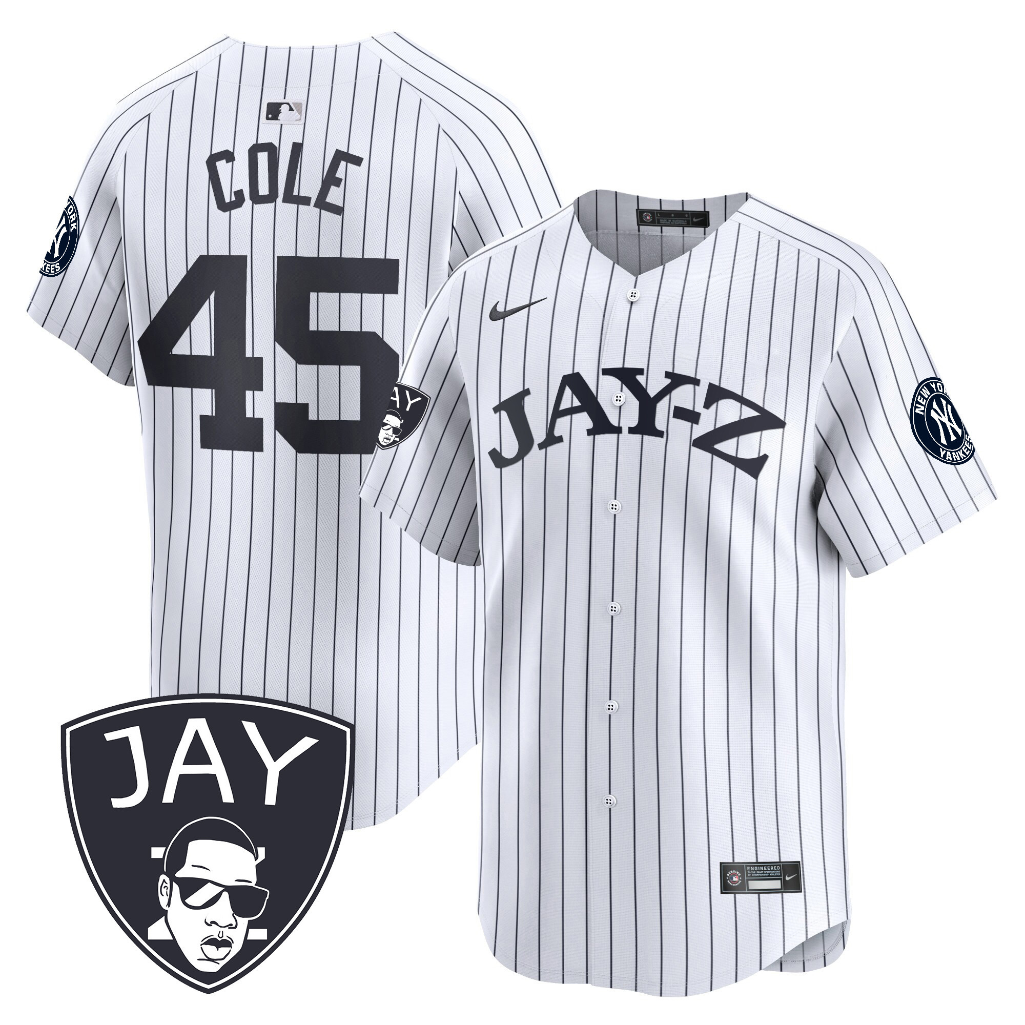 Gerrit Cole Men's New York Yankees Jay-Z Vapor Premier Limited White Jersey - All Stitched