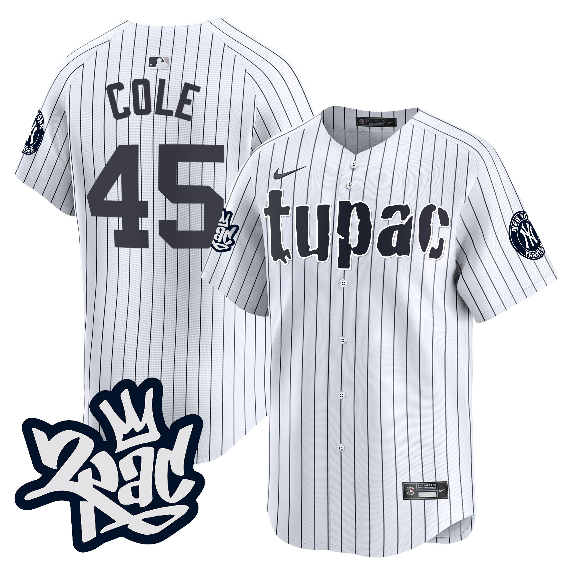 Gerrit Cole Men's New York Yankees Tupac Shakur Vapor Premier Limited White Jersey - All Stitched