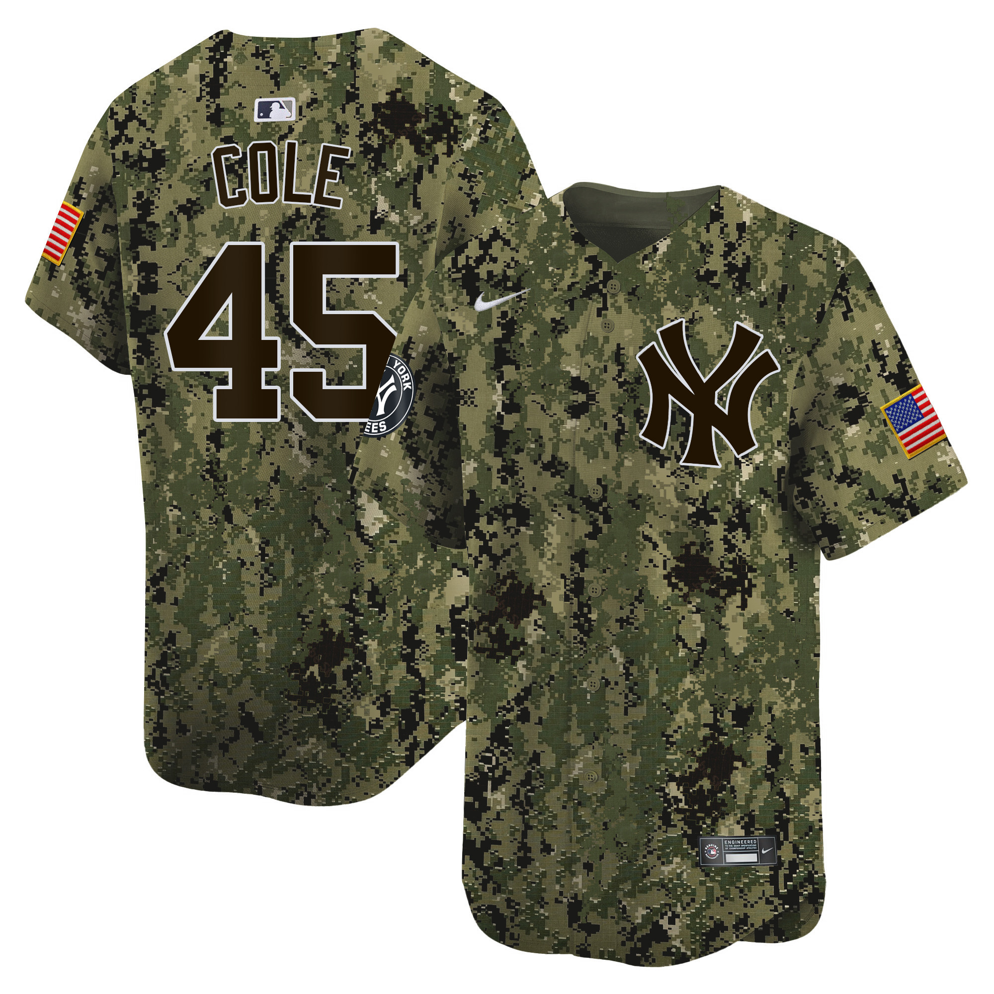 Gerrit Cole Men's New York Yankees USMC Alternate Vapor Premier Limited Woodland Jersey - All Stitched