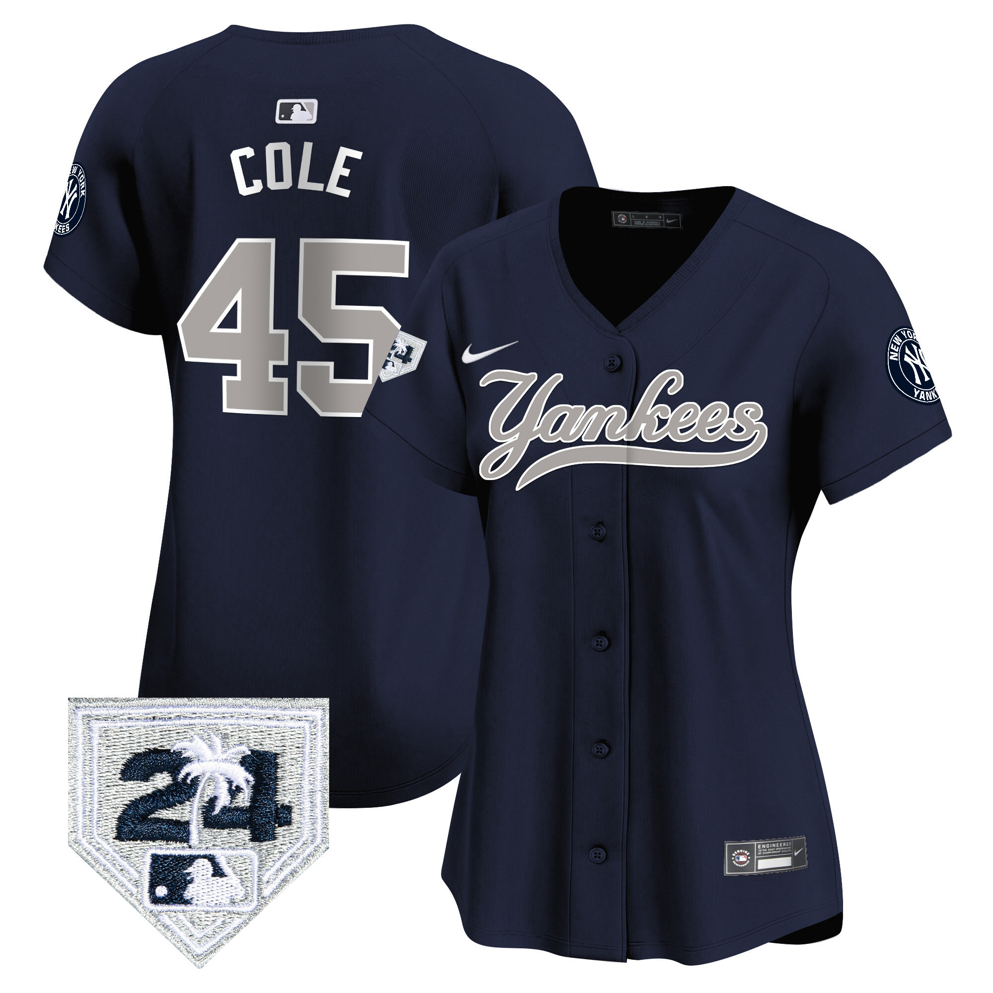 Gerrit Cole Women's New York Yankees 2024 Spring Training Patch Vapor Premier Limited V6 Alternate Jersey - All Stitched